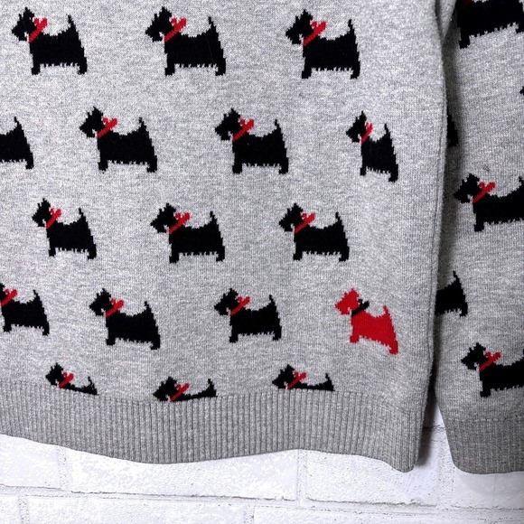 Charter Club Scottie Dog Sweater Petite M Gray Novelty Knit Preppy Classic Dogs - Picture 3 of 9